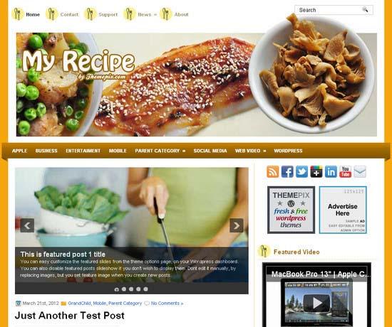 Wordpress için Ücretsiz Yemek Tarif Temaları