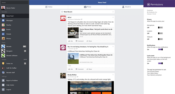 Windows 8 için Facebook Uygulaması
