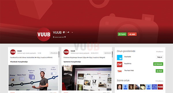Google+ Profil Ekranı