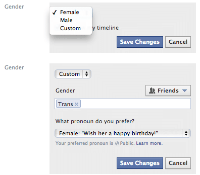 Facebook Cinsiyet Ayarları